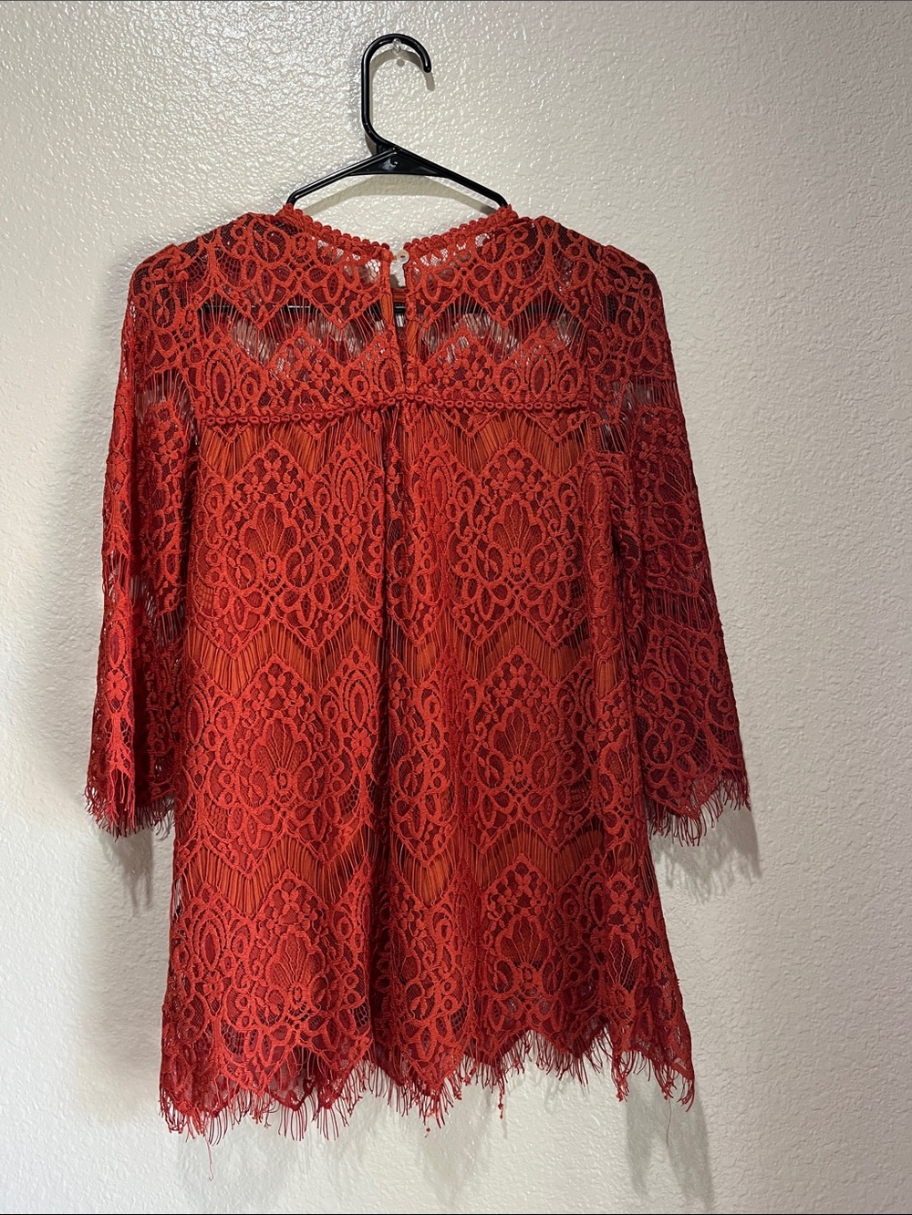 Blu Pepper Rust Lace Crochet Blouse Sz S  Feminine Sheer Boho Romantic TC0123 - Picture 8 of 9